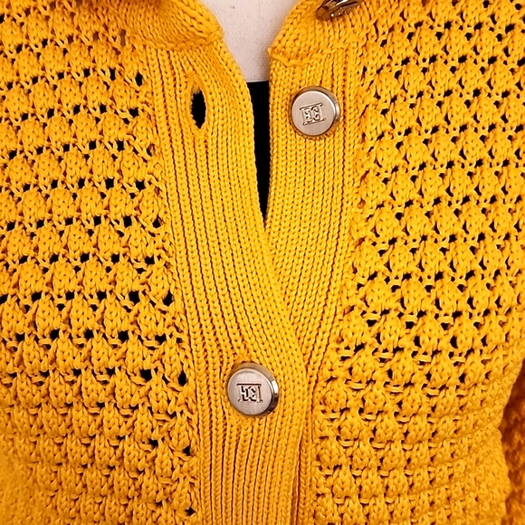 Escada Italy Silk Cotton Cardigan Stunning Yellow Size 38 US S - Picture 2 of 12